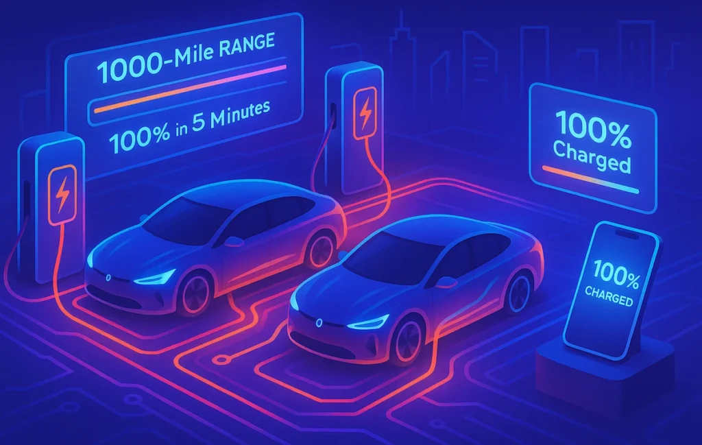 Battery Breakthrough: The New Tech Promising 1000-Mile EVs - NerdChips Featured Image