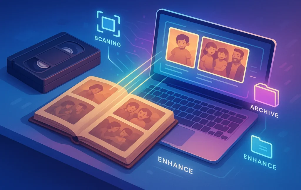 How to Digitize Old Photos & VHS Tapes: A Complete Guide to Preserving Memories - NerdChips Featured Image