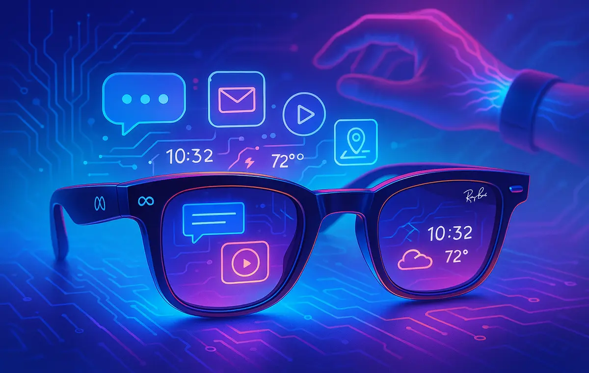 Next-Gen Wearables: Meta’s Ray-Ban Display Smart Glasses Powered by AI - NerdChips Featured Image