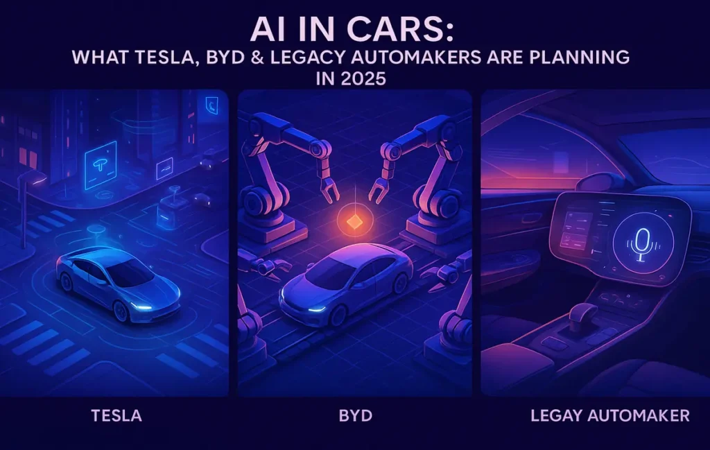AI in Cars: What Tesla, BYD & Legacy Automakers Are Planning in 2025 - NerdChips Featured Image