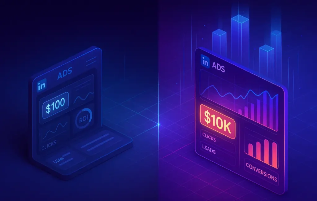 Scaling LinkedIn Ads: From $100 Tests to $10K Campaigns - NerdChips Featured Image