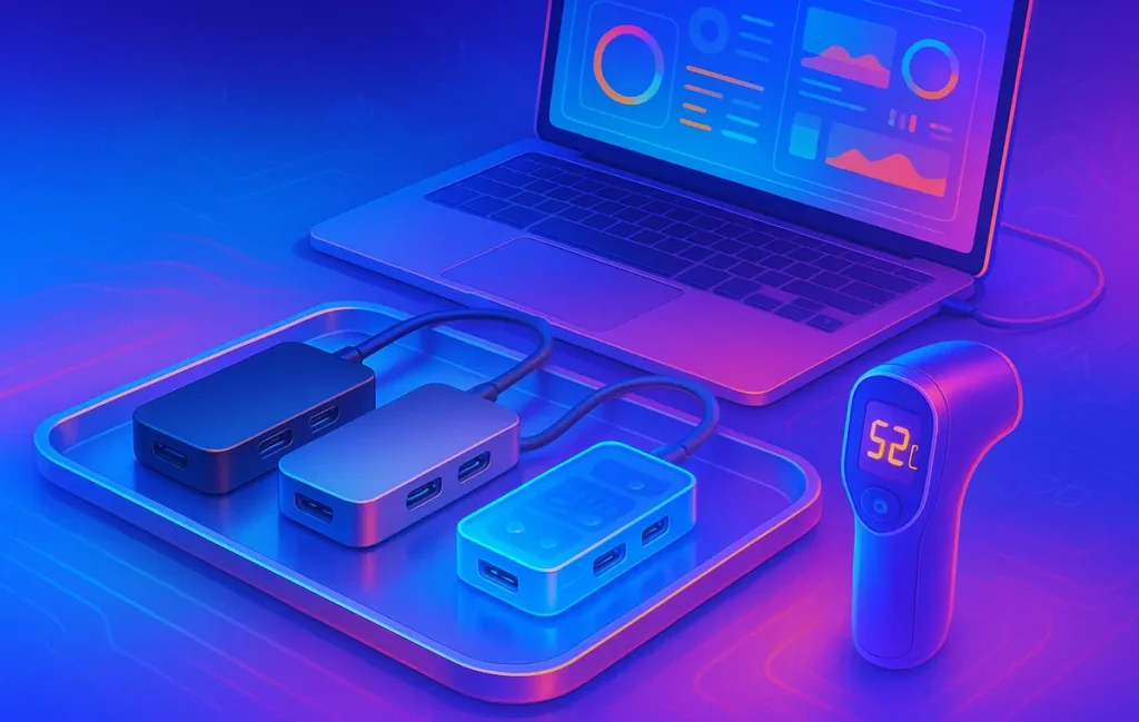 Best Budget USB-C Hubs That Don’t Overheat (2025 Picks & Thermal Tests) - NerdChips Featured Image