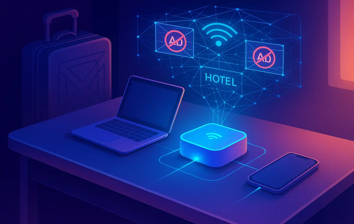 Compact Travel Routers with Ad-Blocking: 2025 Buyer Guide (Stay Private on Every Hotel Wi-Fi) - NerdChips Featured Image