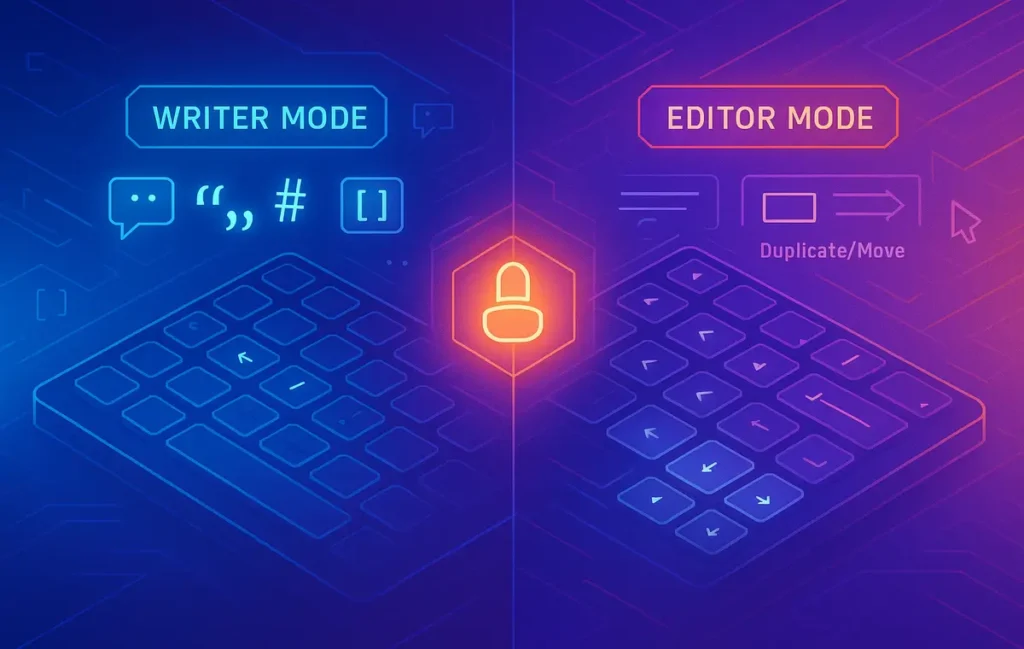 Keyboard Layers: One Layout for Writing, One for Editing (Dual-Layer Profiles) - NerdChips Featured Image
