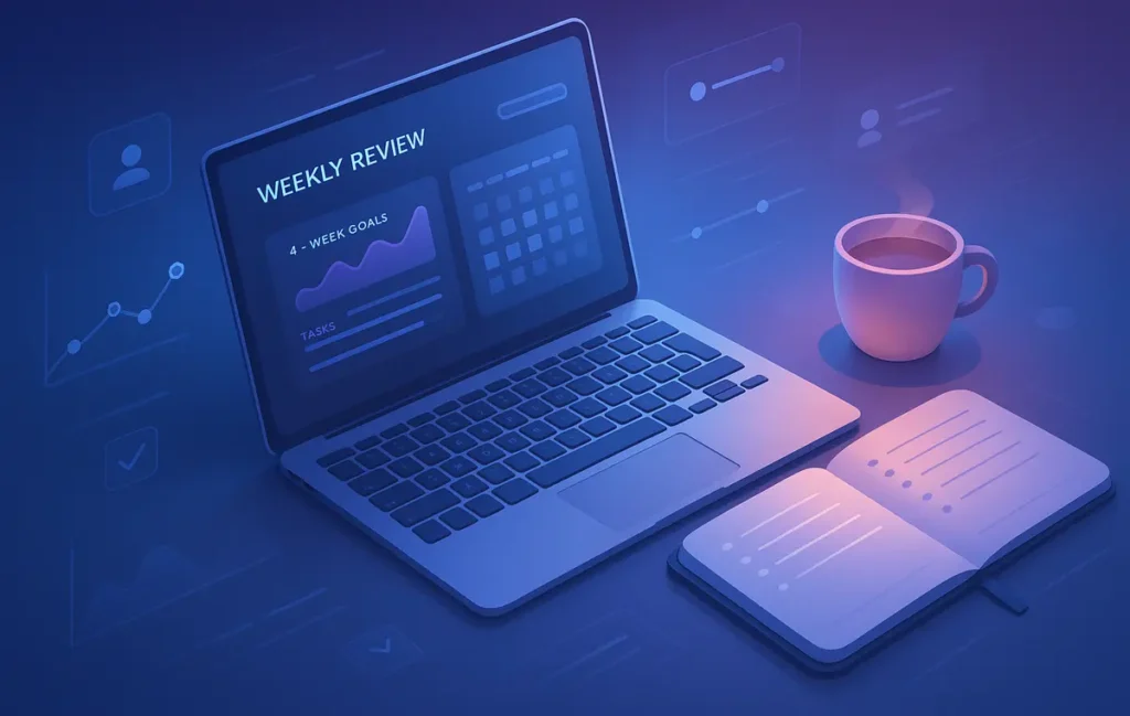 Weekly Review Dashboard Template with Rolling Goals (2025 System You’ll Actually Use) - NerdChips Featured Image